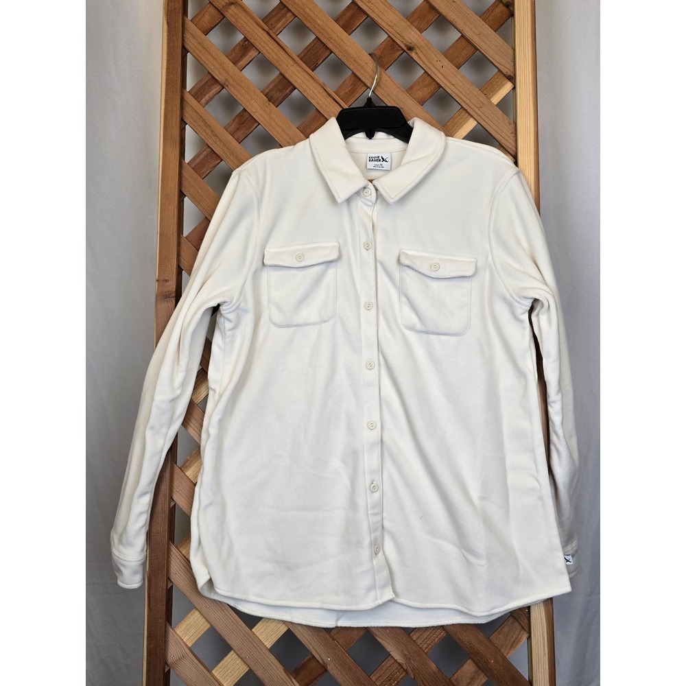 Eddie Bauer WR Fast MicroFleece Shirt Jack Womens XL Ivory Button Up - New